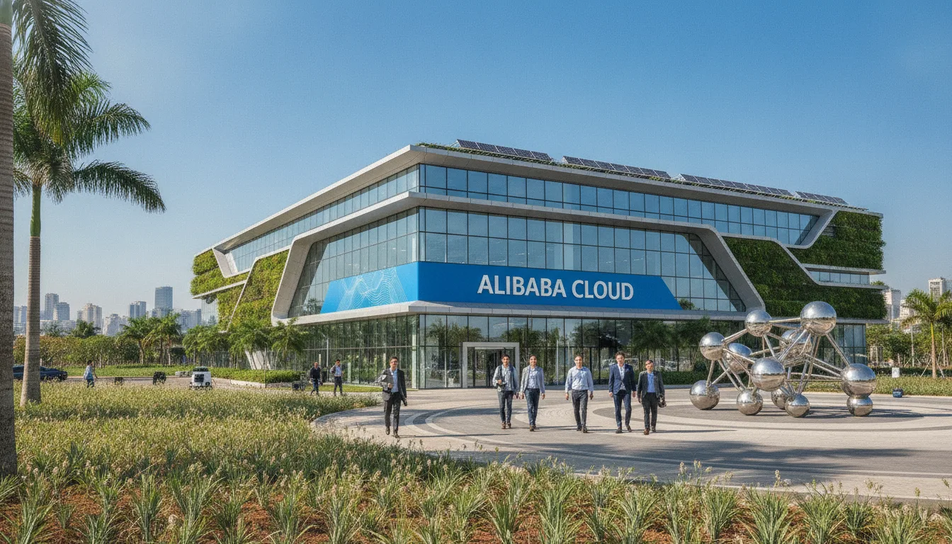 Fachada moderna do data center Alibaba Cloud no Brasil | Imagine Company - Agência de Marketing e Vendas em Goiânia - GO - BRASIL
