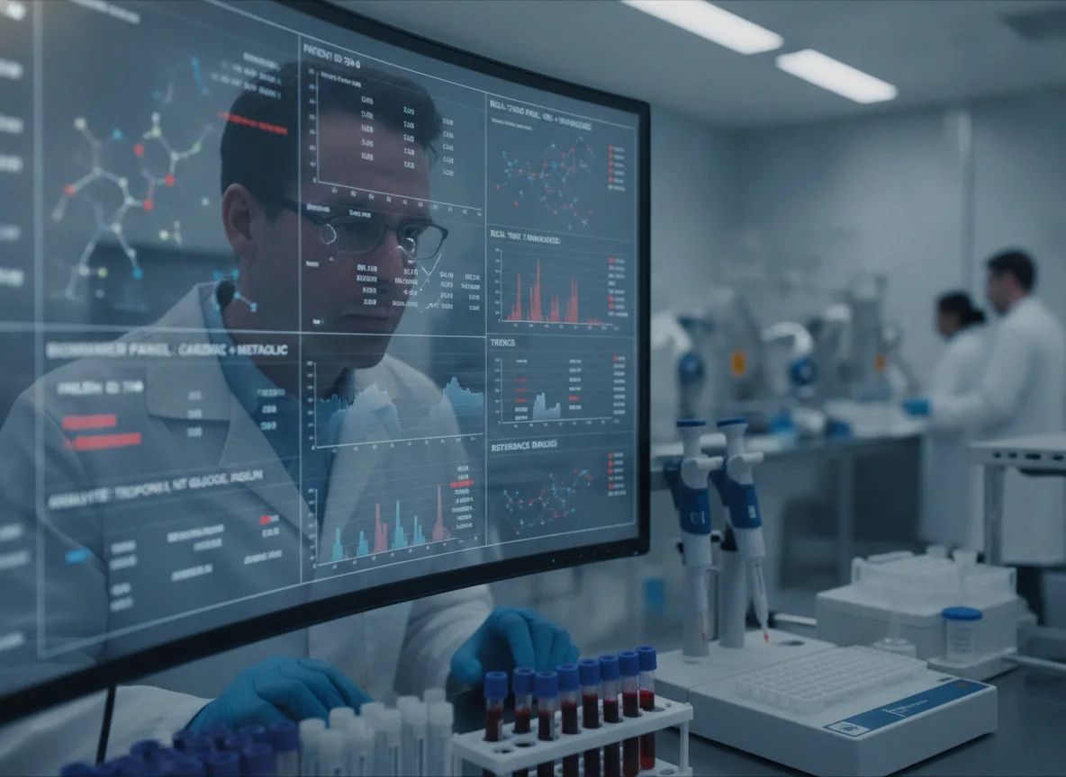 Cientista analisa dados de exame de sangue para Alzheimer em laboratório | Imagine Company - Agência de Marketing e Vendas em Goiânia - GO - BRASIL