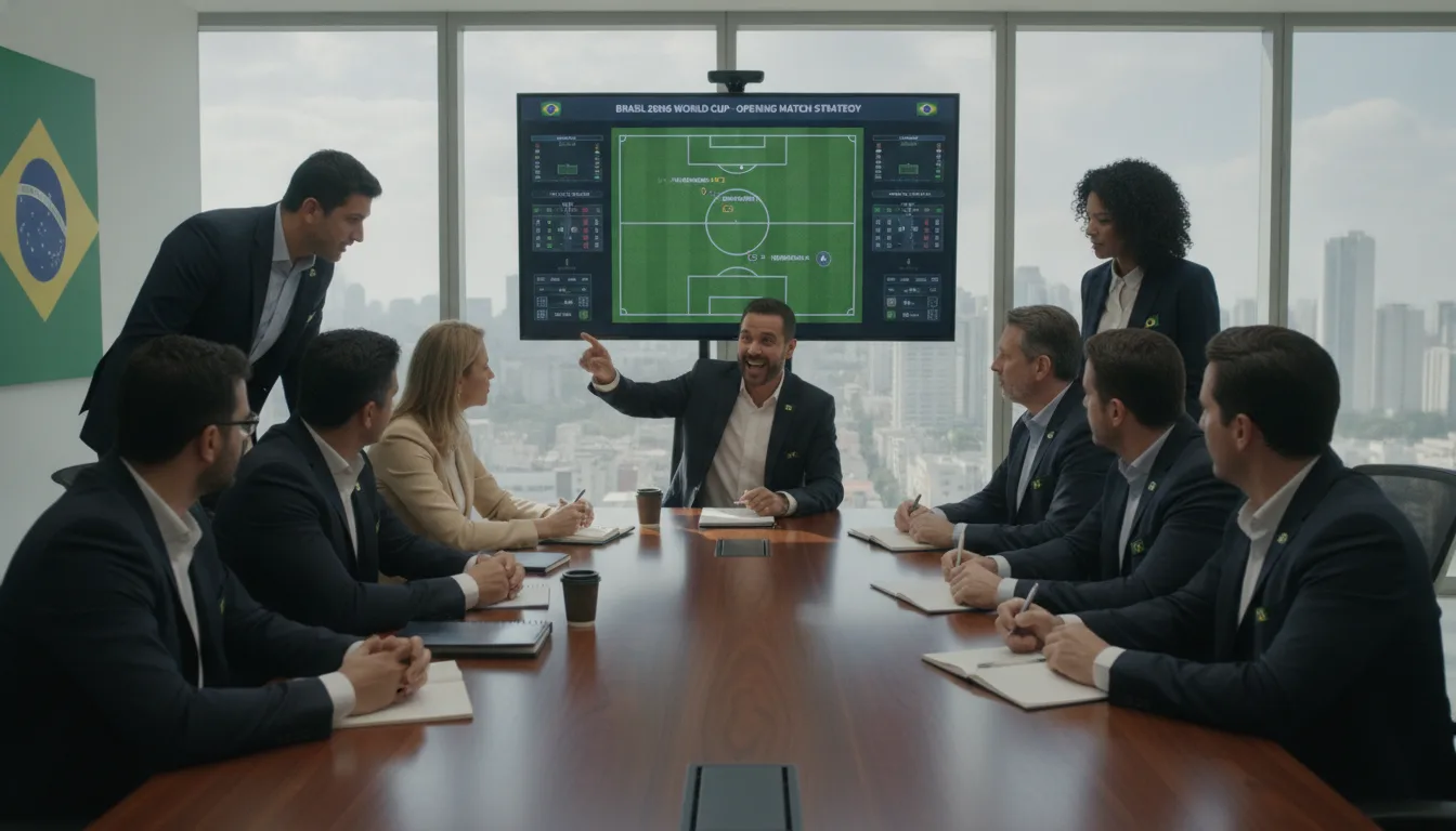 Pessoas em reunião analisando táticas de futebol para a Copa 2026 | Imagine Company - Agência de Marketing e Vendas em Goiânia - GO - BRASIL