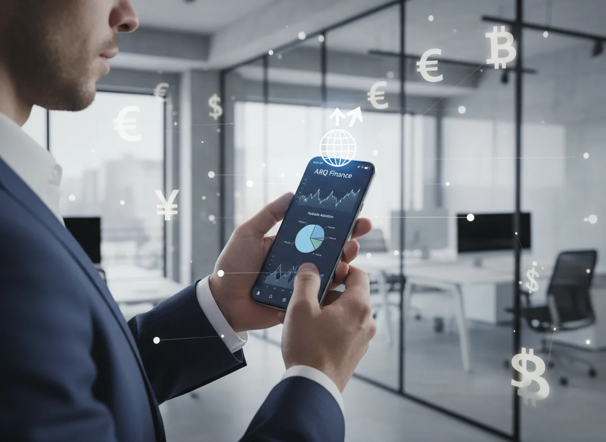 Pessoa usando aplicativo ARQ Finance em smartphone para finanças. | Imagine Company - Agência de Marketing e Vendas em Goiânia - GO - BRASIL