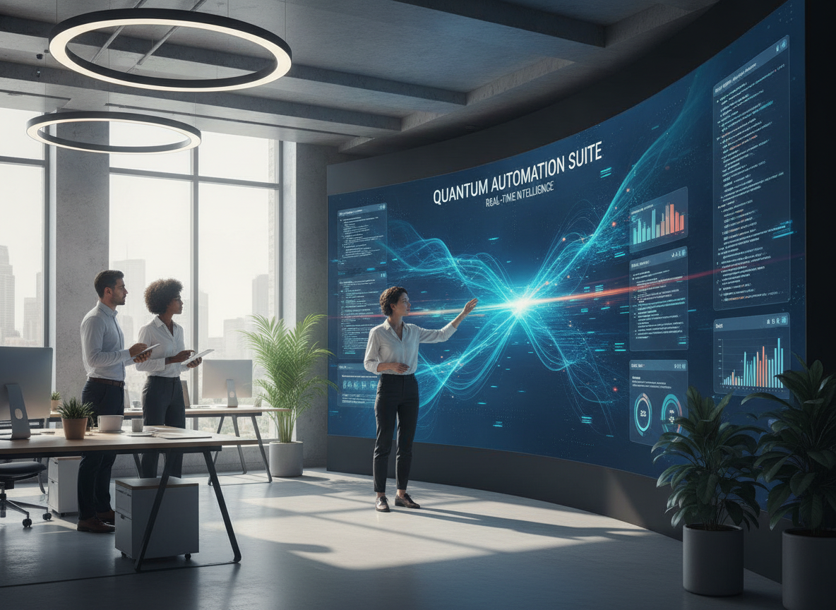 Profissionais observando painel de automação em escritório moderno | Imagine Company - Agência de Marketing e Vendas em Goiânia - GO - BRASIL