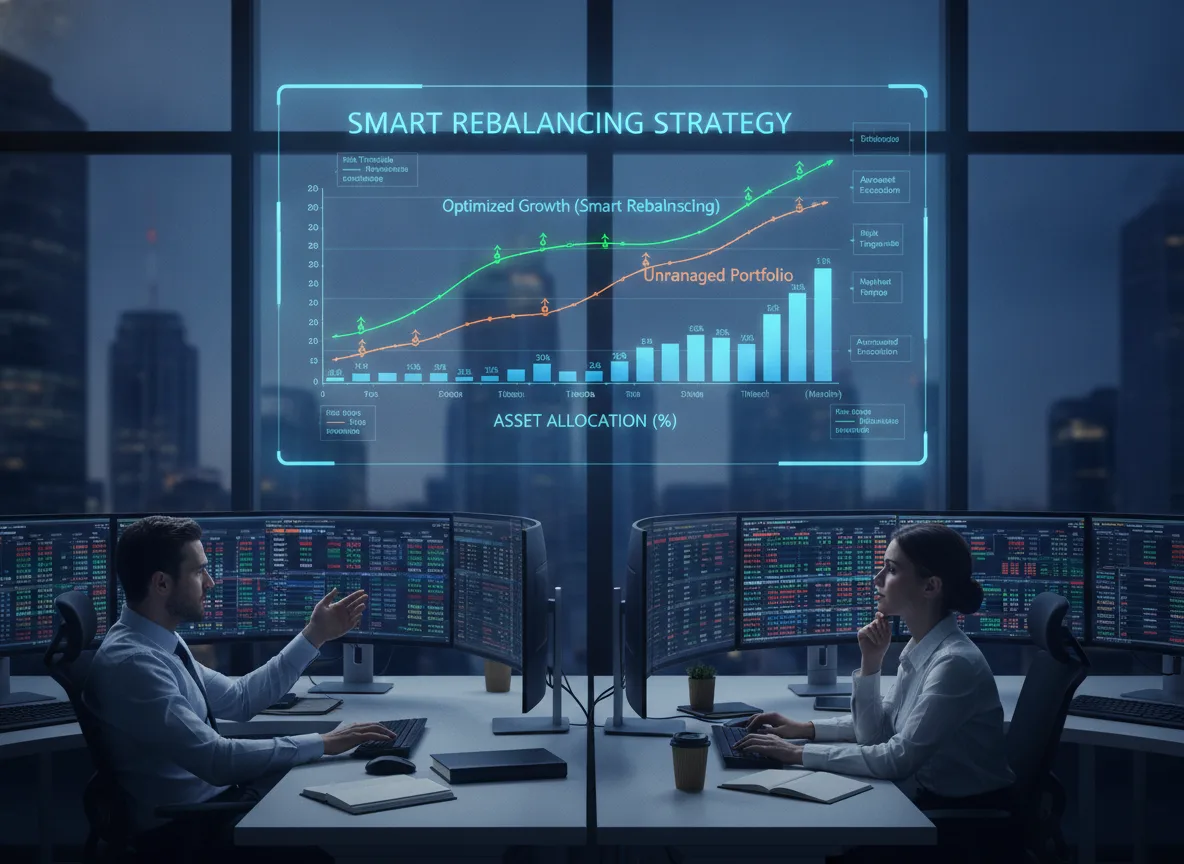 Profissionais discutindo estratégia de rebalanceamento com gráficos na B3 | Imagine Company - Agência de Marketing e Vendas em Goiânia - GO - BRASIL