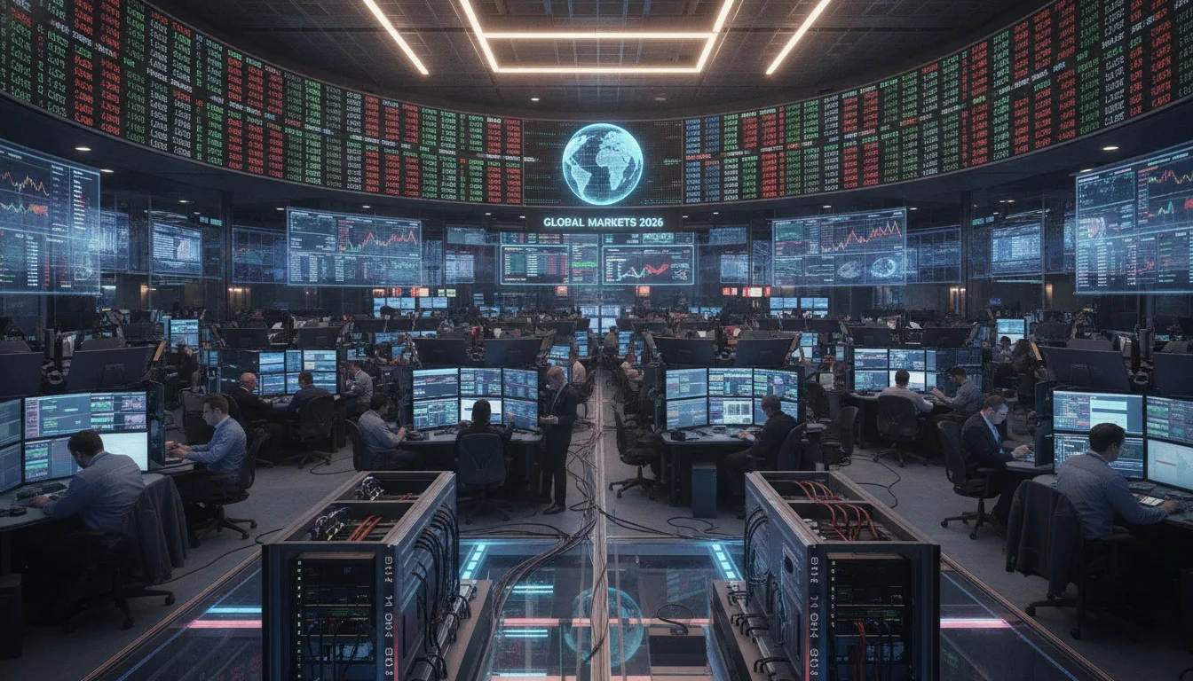 Analistas em sala de controle de mercado financeiro com telas exibindo dados globais em 2026 | Imagine Company - Agência de Marketing e Vendas em Goiânia - GO - BRASIL