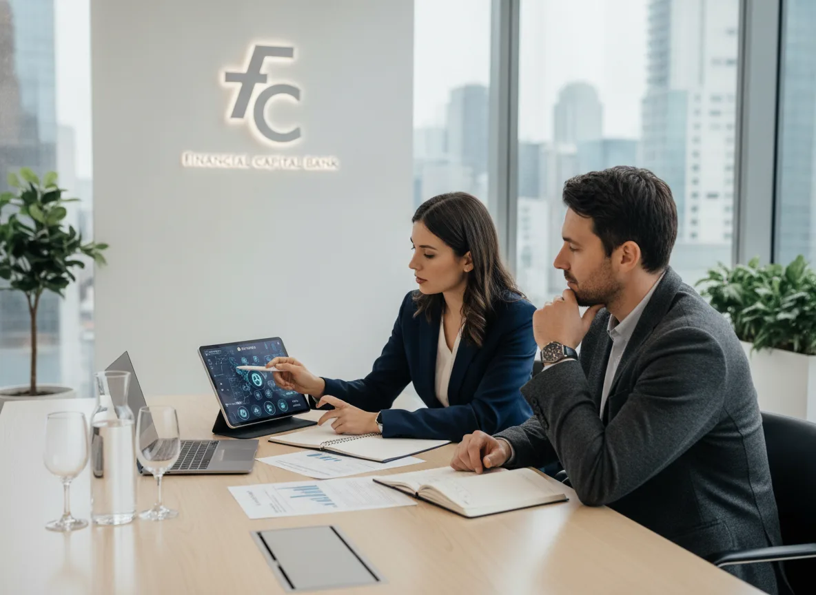 Duas pessoas analisam dados de criptomoedas em um escritório moderno | Imagine Company - Agência de Marketing e Vendas em Goiânia - GO - BRASIL