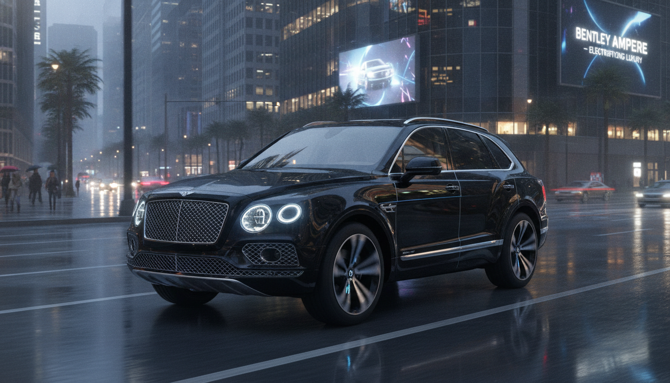Carro elétrico Bentley em rua urbana à noite | Imagine Company - Agência de Marketing e Vendas em Goiânia - GO - BRASIL