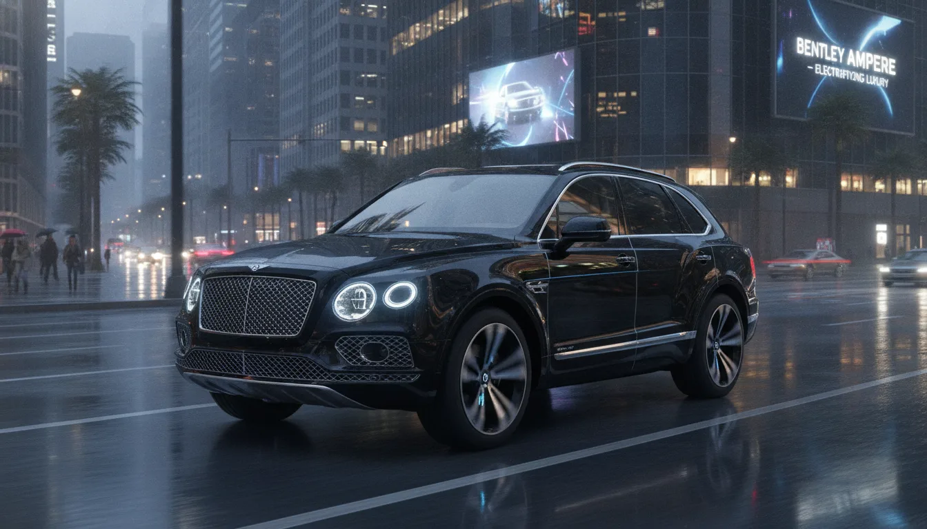 Carro elétrico Bentley em rua urbana à noite | Imagine Company - Agência de Marketing e Vendas em Goiânia - GO - BRASIL