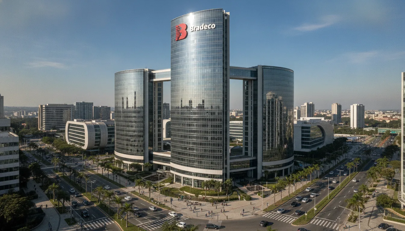 Prédio do Bradesco em São Paulo refletindo o céu azul | Imagine Company - Agência de Marketing e Vendas em Goiânia - GO - BRASIL