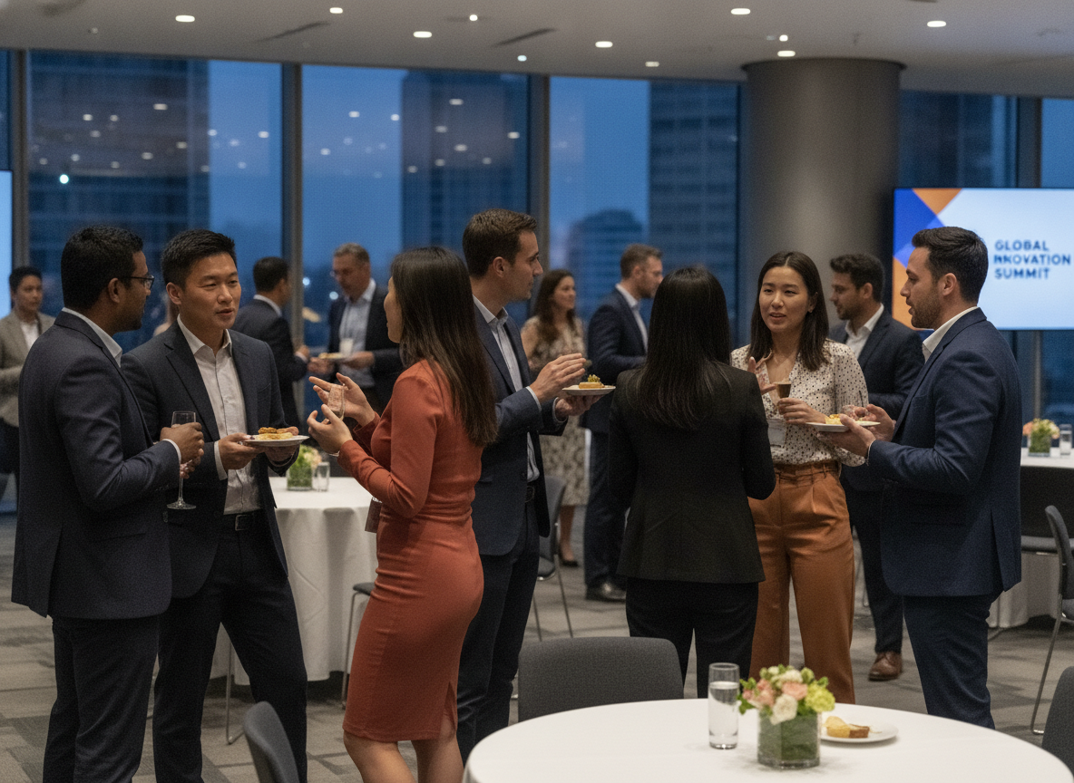 Empresários conversando em evento de networking em Goiânia | Imagine Company - Agência de Marketing e Vendas em Goiânia - GO - BRASIL