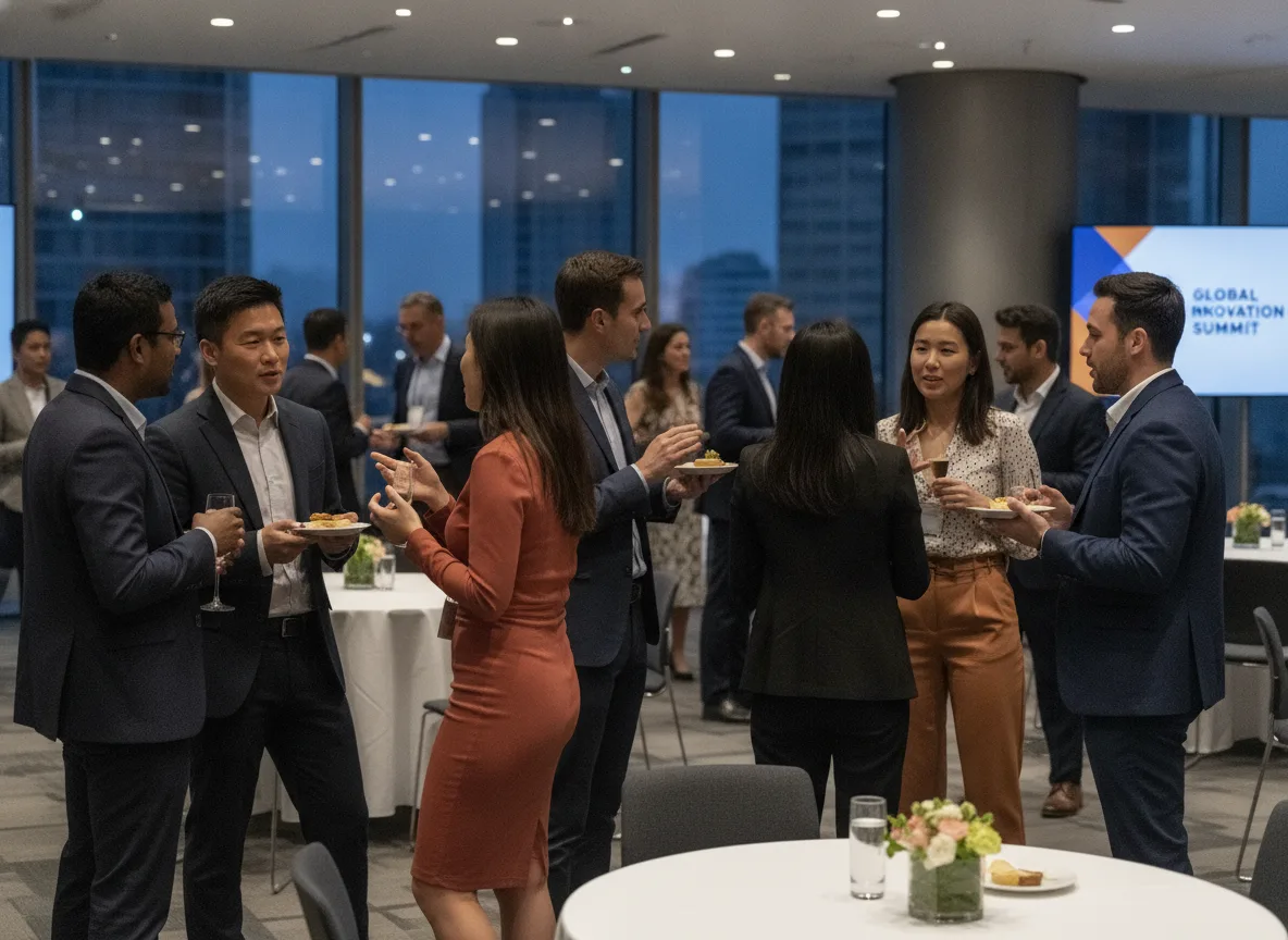 Empresários conversando em evento de networking em Goiânia | Imagine Company - Agência de Marketing e Vendas em Goiânia - GO - BRASIL