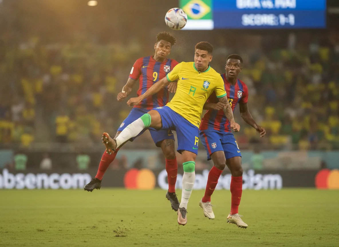 Jogador brasileiro controlando a bola contra o Haiti em 2026 | Imagine Company - Agência de Marketing e Vendas em Goiânia - GO - BRASIL