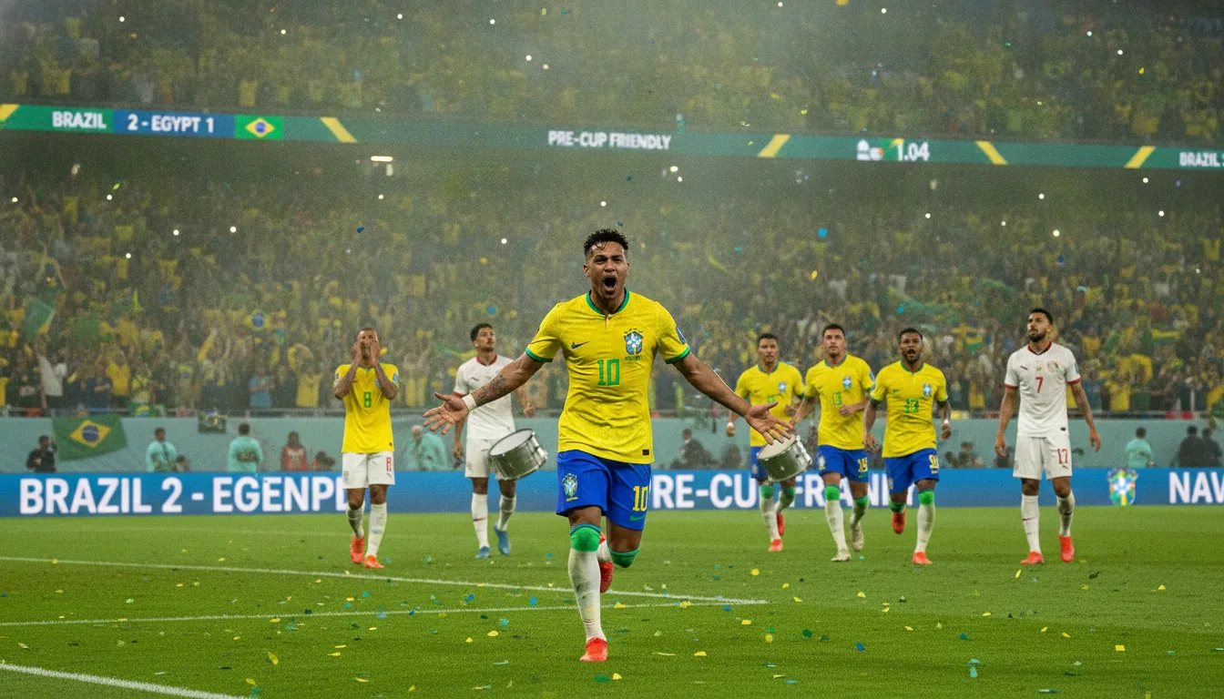 Jogador do Brasil comemora gol em jogo contra o Egito | Imagine Company - Agência de Marketing e Vendas em Goiânia - GO - BRASIL