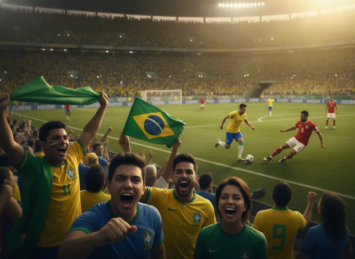 Torcedores brasileiros vibram com vitória em estádio de futebol | Imagine Company - Agência de Marketing e Vendas em Goiânia - GO - BRASIL