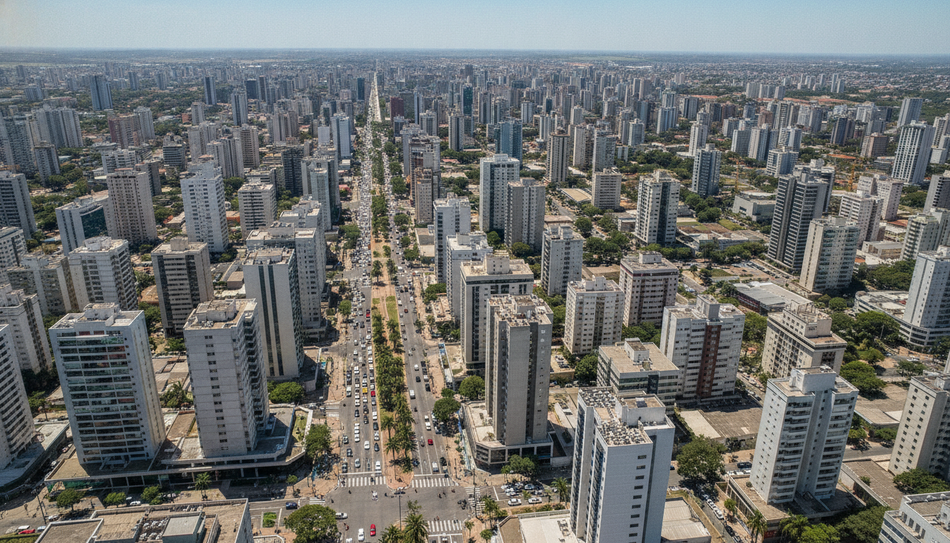 Vista aérea de prédios em Goiânia, calor eleva consumo de energia. | Imagine Company - Agência de Marketing e Vendas em Goiânia - GO - BRASIL
