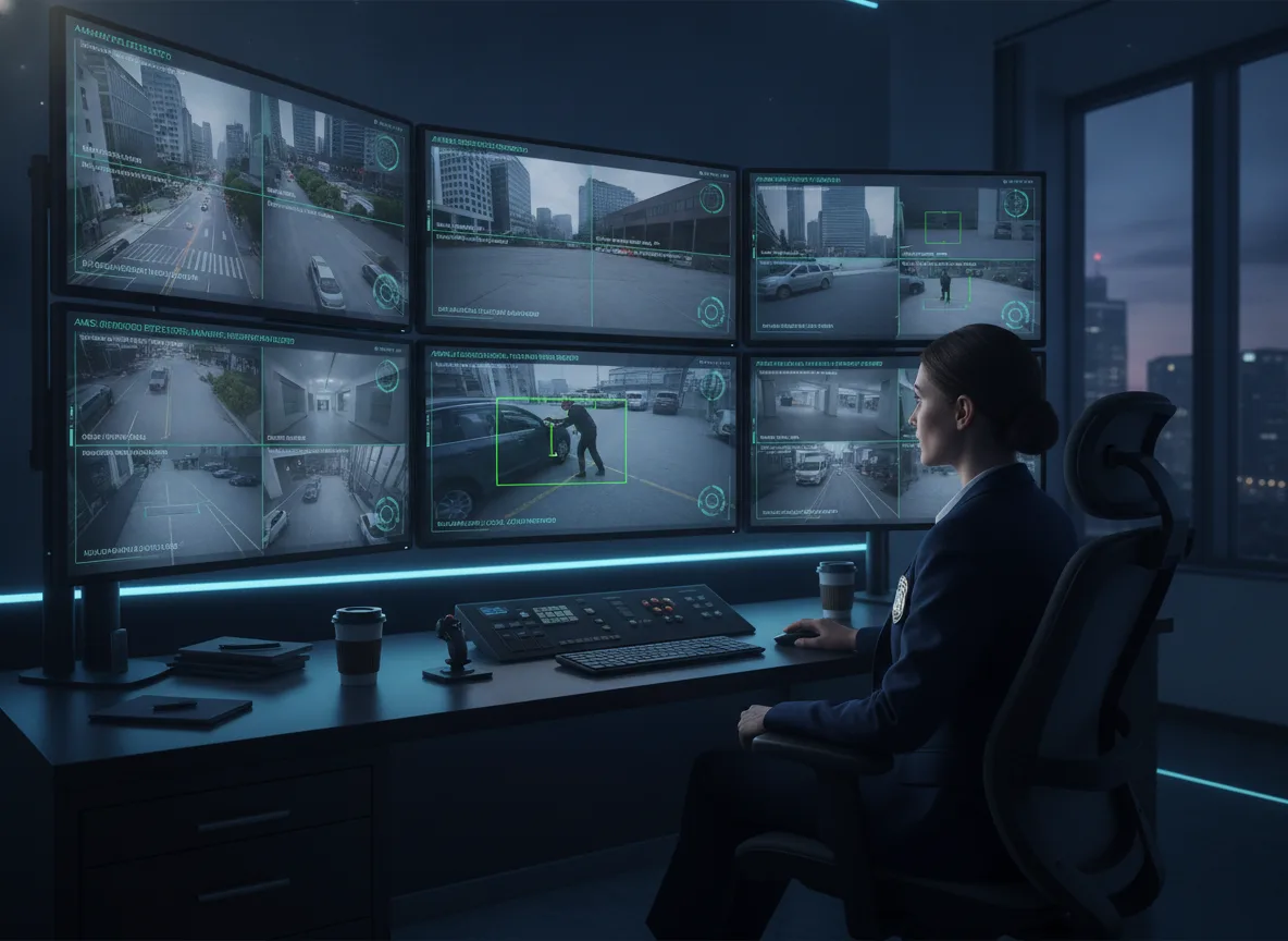 Pessoa monitorando câmeras de segurança em uma sala escura | Imagine Company - Agência de Marketing e Vendas em Goiânia - GO - BRASIL