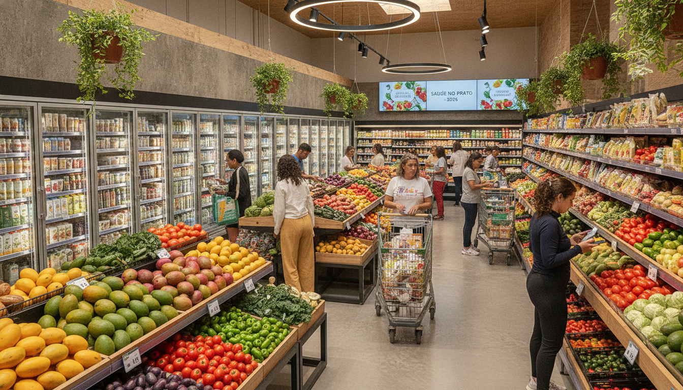 Pessoas comprando frutas e produtos saudáveis em supermercado | Imagine Company - Agência de Marketing e Vendas em Goiânia - GO - BRASIL