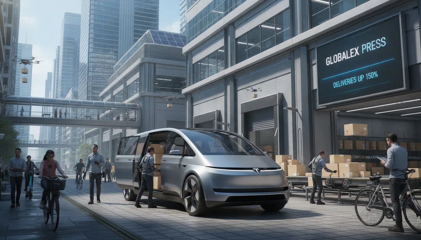 Veículo autônomo em cidade moderna com pessoas ao redor | Imagine Company - Agência de Marketing e Vendas em Goiânia - GO - BRASIL
