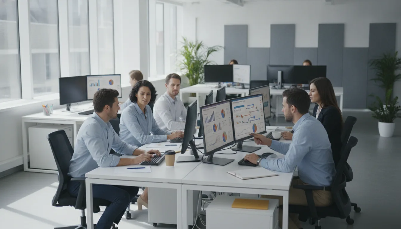 Pessoas em escritório colaborando em campanha de e-mail marketing | Imagine Company - Agência de Marketing e Vendas em Goiânia - GO - BRASIL