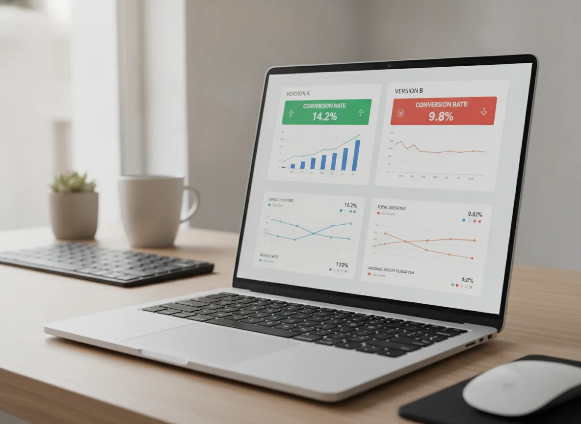 Notebook com gráficos de taxa de conversão para testes A/B. | Imagine Company - Agência de Marketing e Vendas em Goiânia - GO - BRASIL
