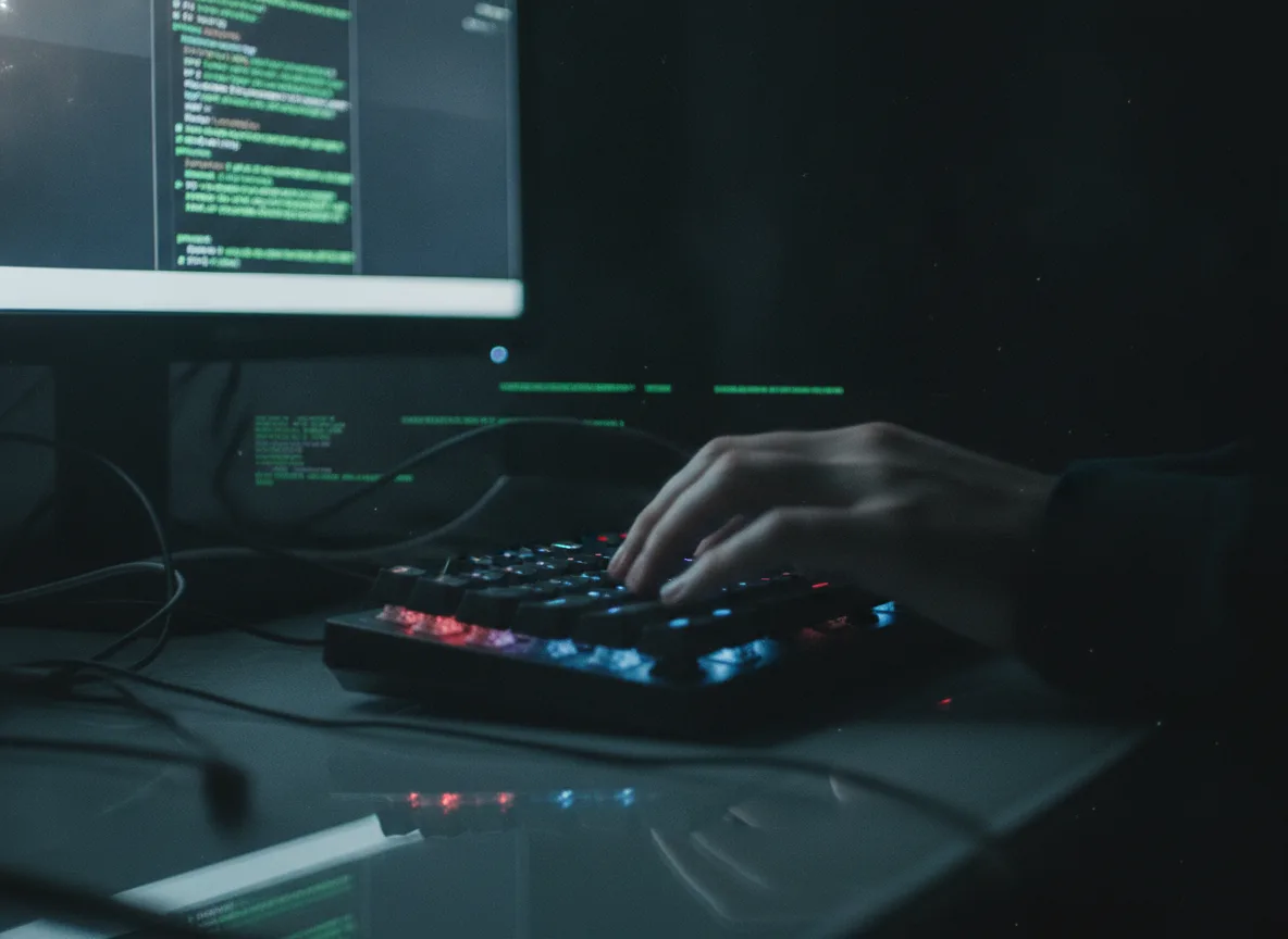 Mãos digitando em teclado com chat de IA em tela de computador | Imagine Company - Agência de Marketing e Vendas em Goiânia - GO - BRASIL