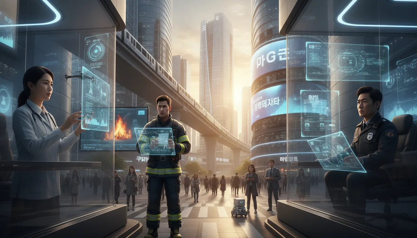 Profissionais usando IA em cidade futurista na Coreia do Sul | Imagine Company - Agência de Marketing e Vendas em Goiânia - GO - BRASIL