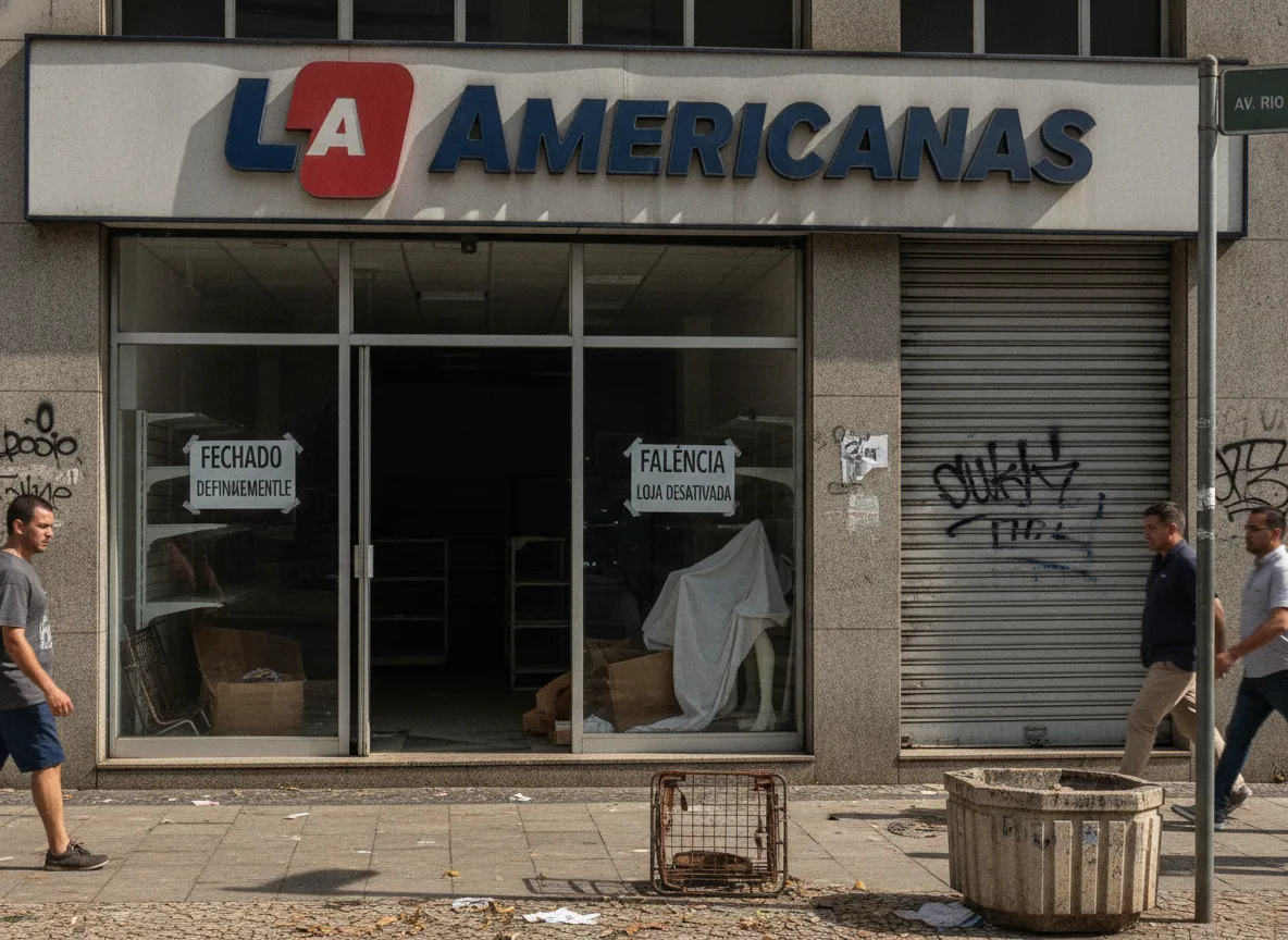 Fachada de loja Americanas fechada com placas de falência. | Imagine Company - Agência de Marketing e Vendas em Goiânia - GO - BRASIL