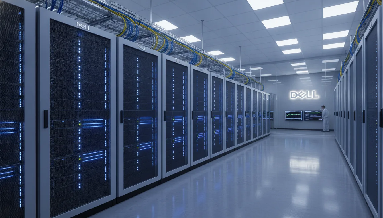 Sala de servidores Dell com iluminação azul e infraestrutura moderna | Imagine Company - Agência de Marketing e Vendas em Goiânia - GO - BRASIL