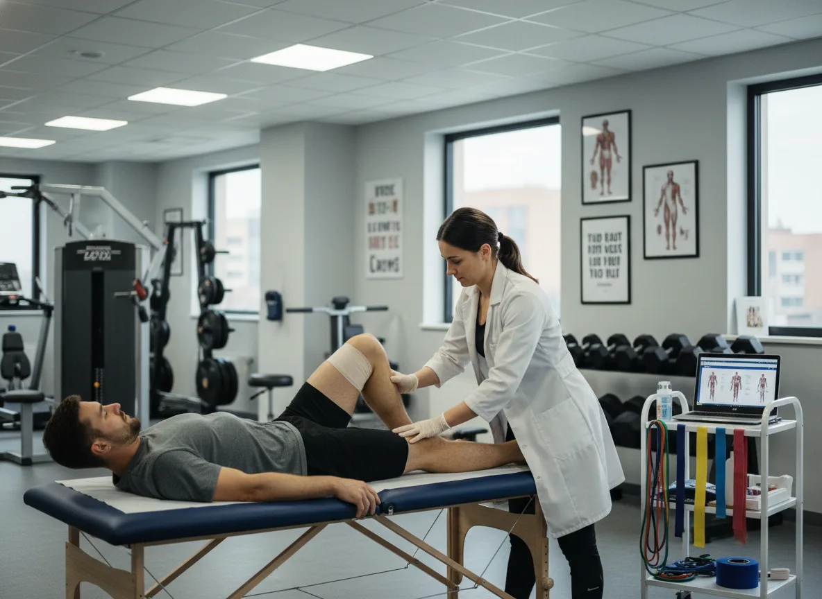 Fisioterapeuta trata jogador em clínica com equipamentos modernos | Imagine Company - Agência de Marketing e Vendas em Goiânia - GO - BRASIL