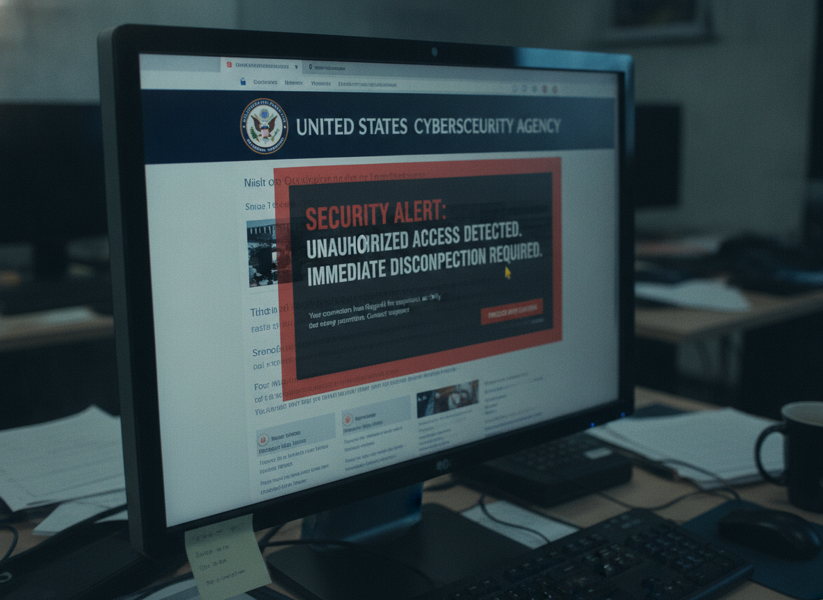 Computador exibindo alerta de segurança cibernética sobre invasão em site. | Imagine Company - Agência de Marketing e Vendas em Goiânia - GO - BRASIL