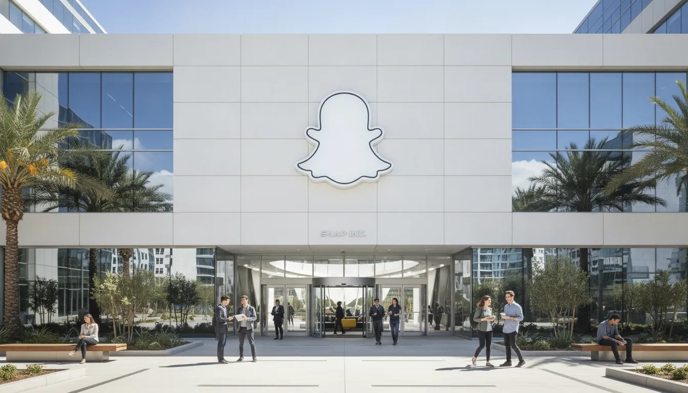 Fachada da sede do Snapchat com pessoas na entrada | Imagine Company - Agência de Marketing e Vendas em Goiânia - GO - BRASIL