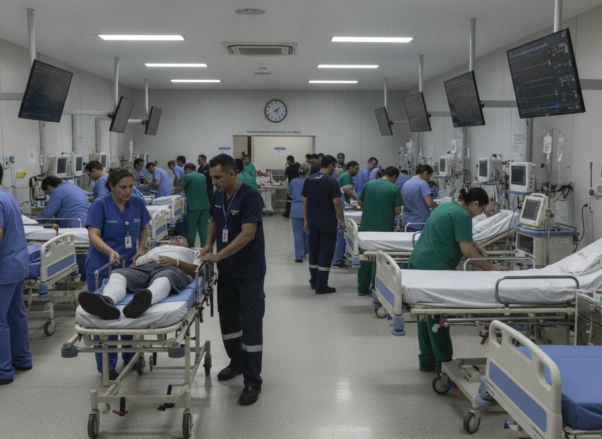 Profissionais de saúde trabalhando em leitos hospitalares durante ampliação do Hospital de Urgências | Imagine Company - Agência de Marketing e Vendas em Goiânia - GO - BRASIL