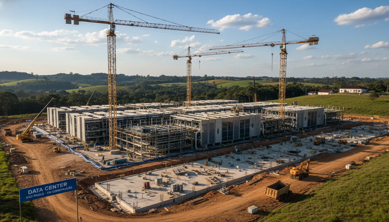 Construção de complexo de data centers com guindastes em SP | Imagine Company - Agência de Marketing e Vendas em Goiânia - GO - BRASIL