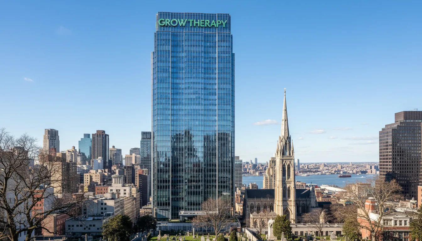 Prédio da Grow Therapy em cidade dos EUA com céu azul ao fundo | Imagine Company - Agência de Marketing e Vendas em Goiânia - GO - BRASIL