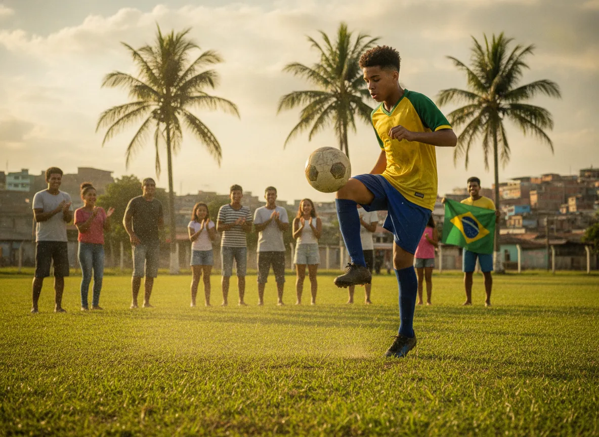 Endrick jogando futebol em campo com pessoas ao fundo | Imagine Company - Agência de Marketing e Vendas em Goiânia - GO - BRASIL