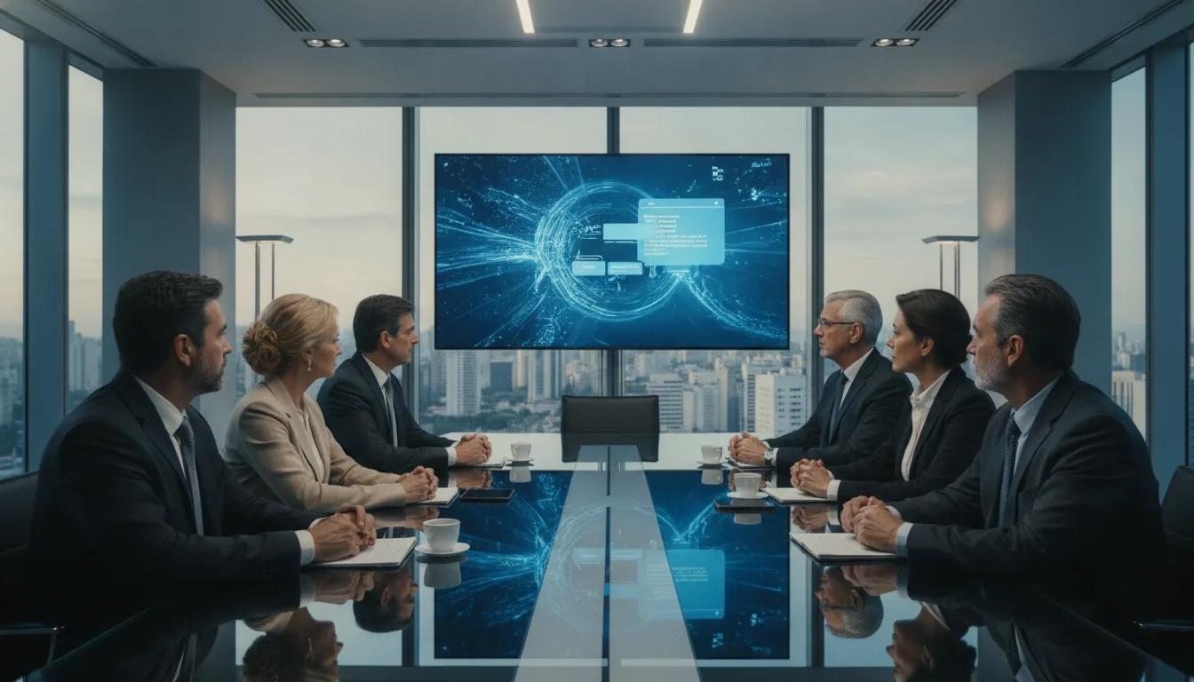 Executivos em reunião sobre ChatGPT Ads em sala de conferência moderna | Imagine Company - Agência de Marketing e Vendas em Goiânia - GO - BRASIL