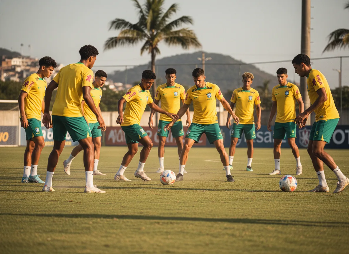 Jogadores da Seleção Brasileira treinando em campo sob o comando de Ancelotti. | Imagine Company - Agência de Marketing e Vendas em Goiânia - GO - BRASIL