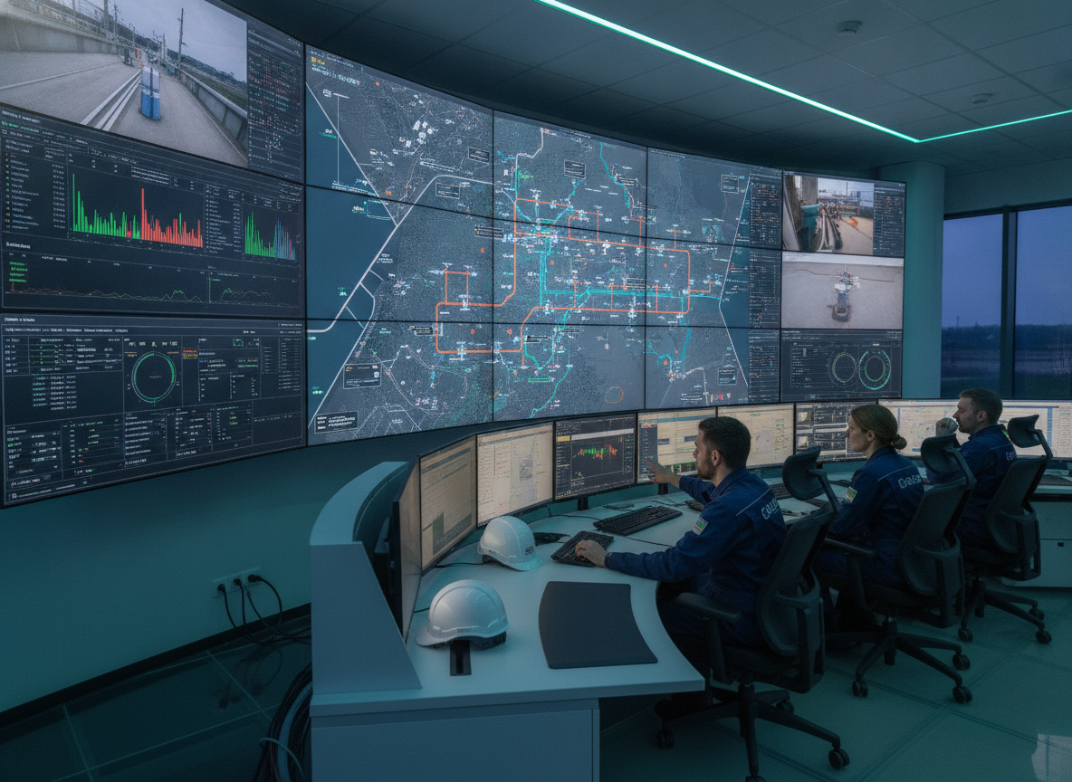 Operadores monitoram estocagem de gás natural em sala de controle moderna | Imagine Company - Agência de Marketing e Vendas em Goiânia - GO - BRASIL