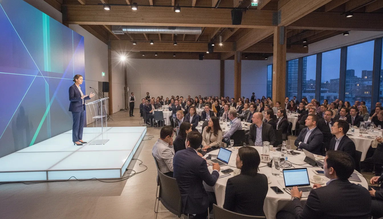 Palestrante em palco falando para grande audiência em evento presencial | Imagine Company - Agência de Marketing e Vendas em Goiânia - GO - BRASIL