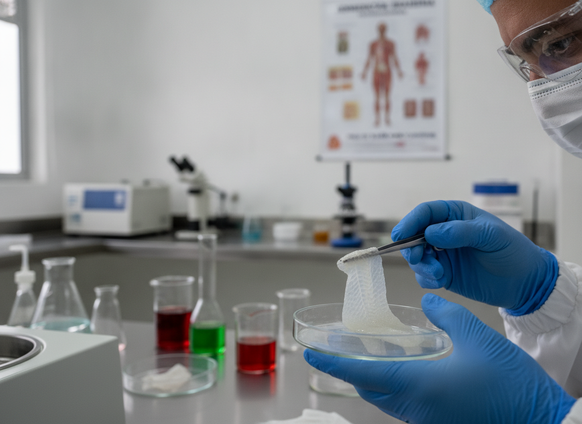 Cientista manuseia curativo de pele de tilápia em laboratório | Imagine Company - Agência de Marketing e Vendas em Goiânia - GO - BRASIL