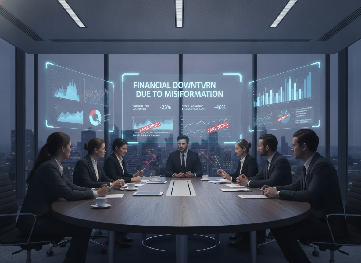 Executivos em reunião sobre impacto econômico das fake news. | Imagine Company - Agência de Marketing e Vendas em Goiânia - GO - BRASIL