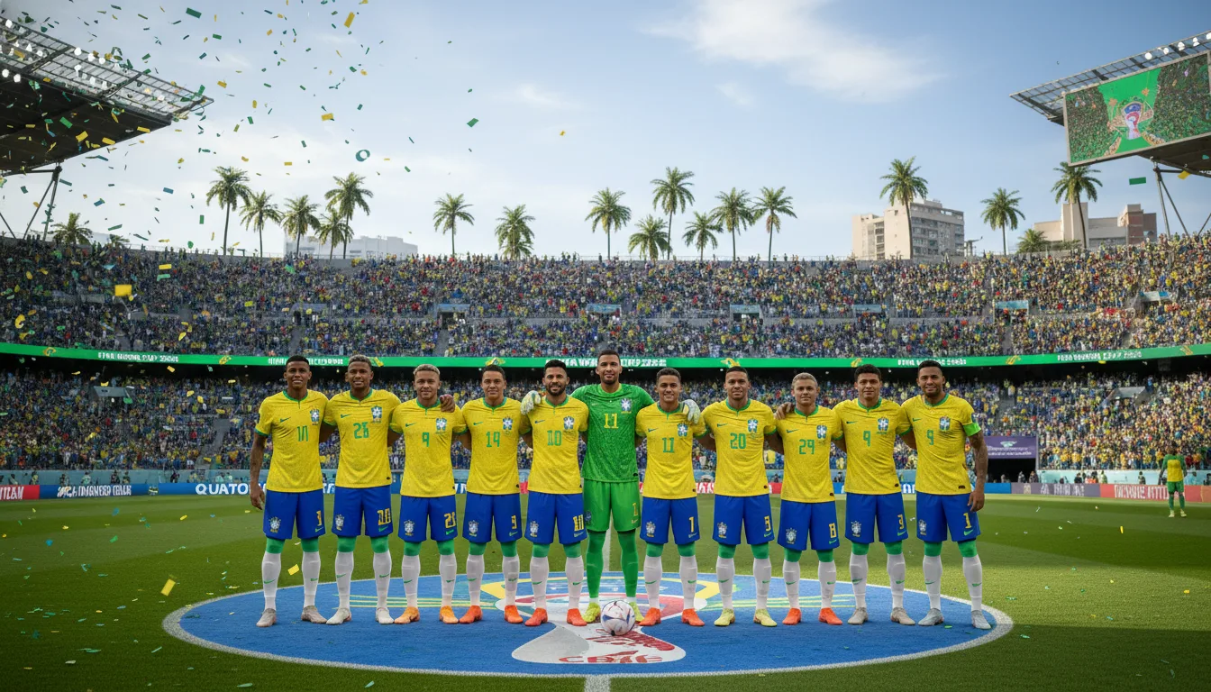 Jogadores da Seleção Brasileira posam em campo com uniforme da Copa 2026 | Imagine Company - Agência de Marketing e Vendas em Goiânia - GO - BRASIL