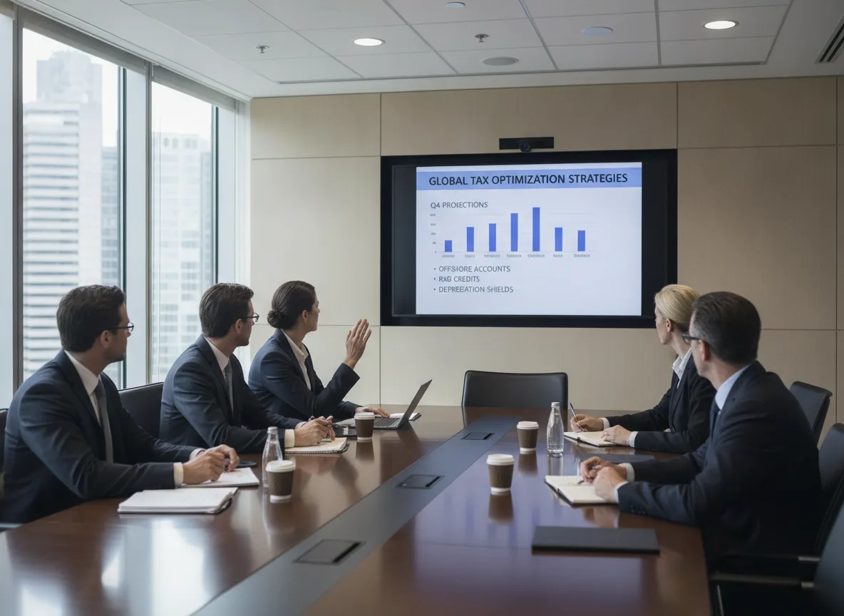 Grupo de executivos em reunião sobre planejamento tributário. | Imagine Company - Agência de Marketing e Vendas em Goiânia - GO - BRASIL
