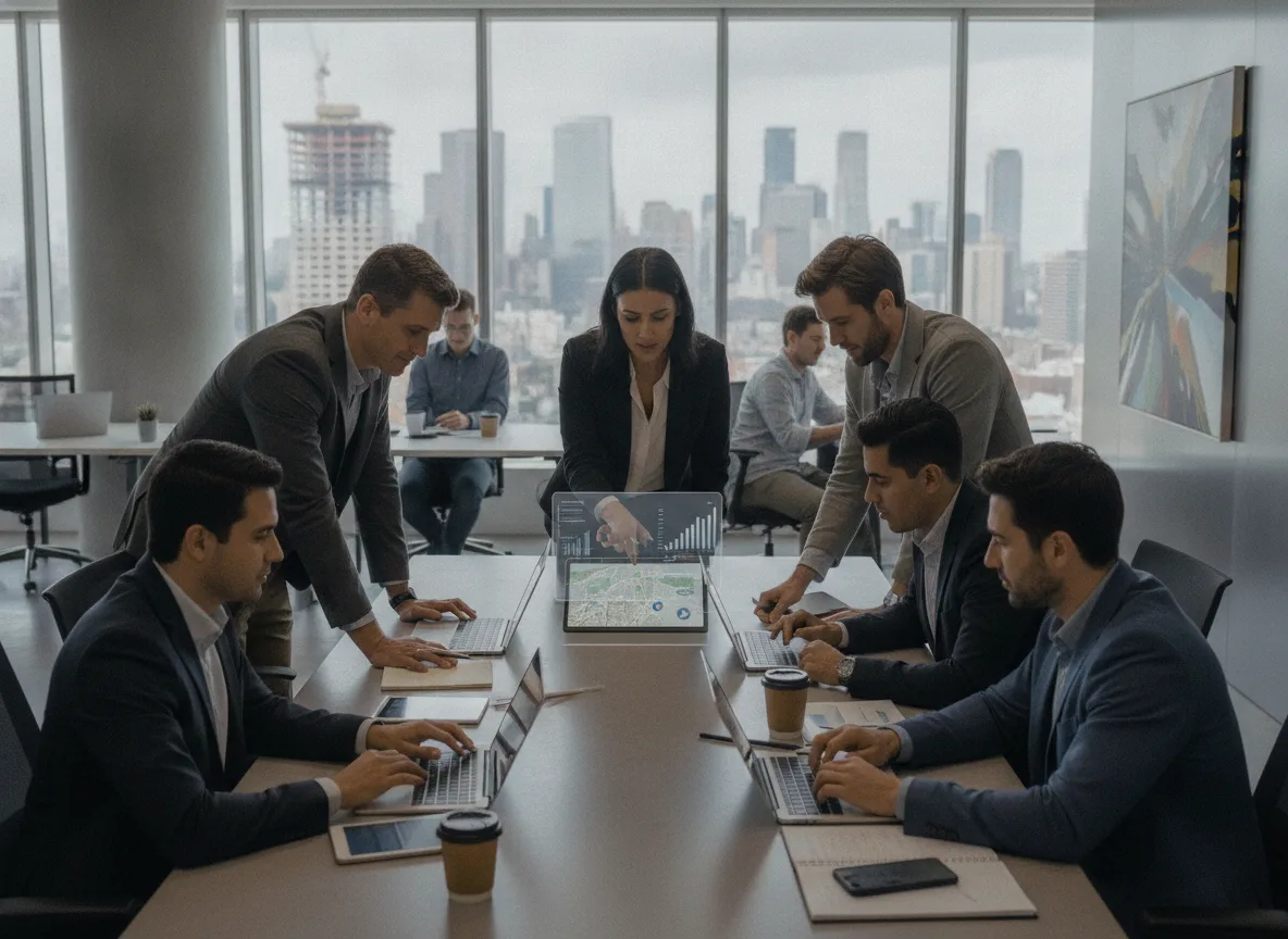 Executivos discutindo expansão de fundo imobiliário em São Paulo | Imagine Company - Agência de Marketing e Vendas em Goiânia - GO - BRASIL