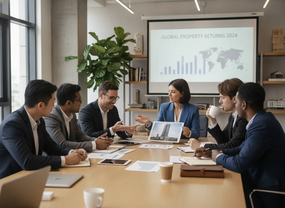 Grupo de executivos em reunião discutindo venda de portfólio imobiliário | Imagine Company - Agência de Marketing e Vendas em Goiânia - GO - BRASIL