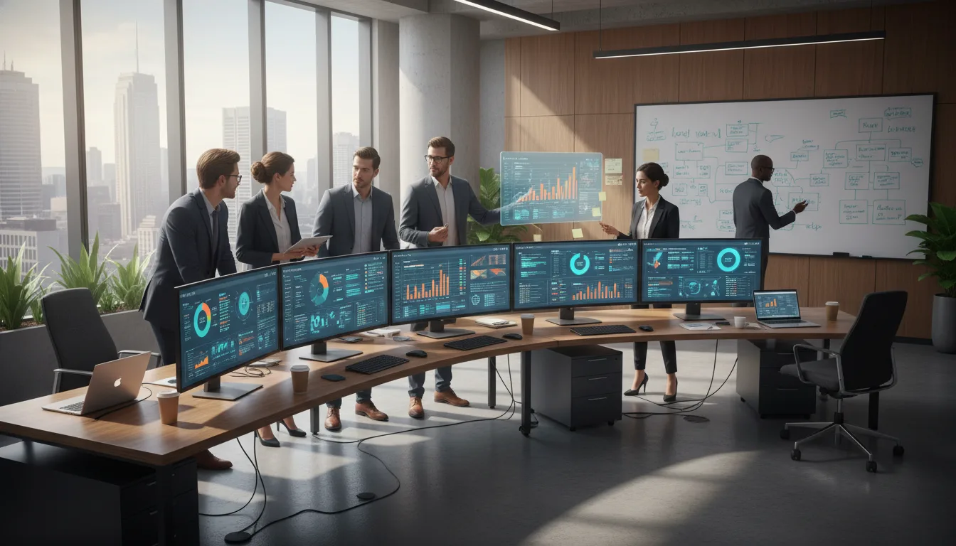 Profissionais analisando dados de campanhas de tráfego pago em monitores | Imagine Company - Agência de Marketing e Vendas em Goiânia - GO - BRASIL