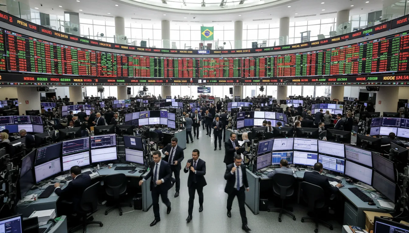 Operadores de mercado trabalhando no Ibovespa com telas de cotações ao fundo | Imagine Company - Agência de Marketing e Vendas em Goiânia - GO - BRASIL