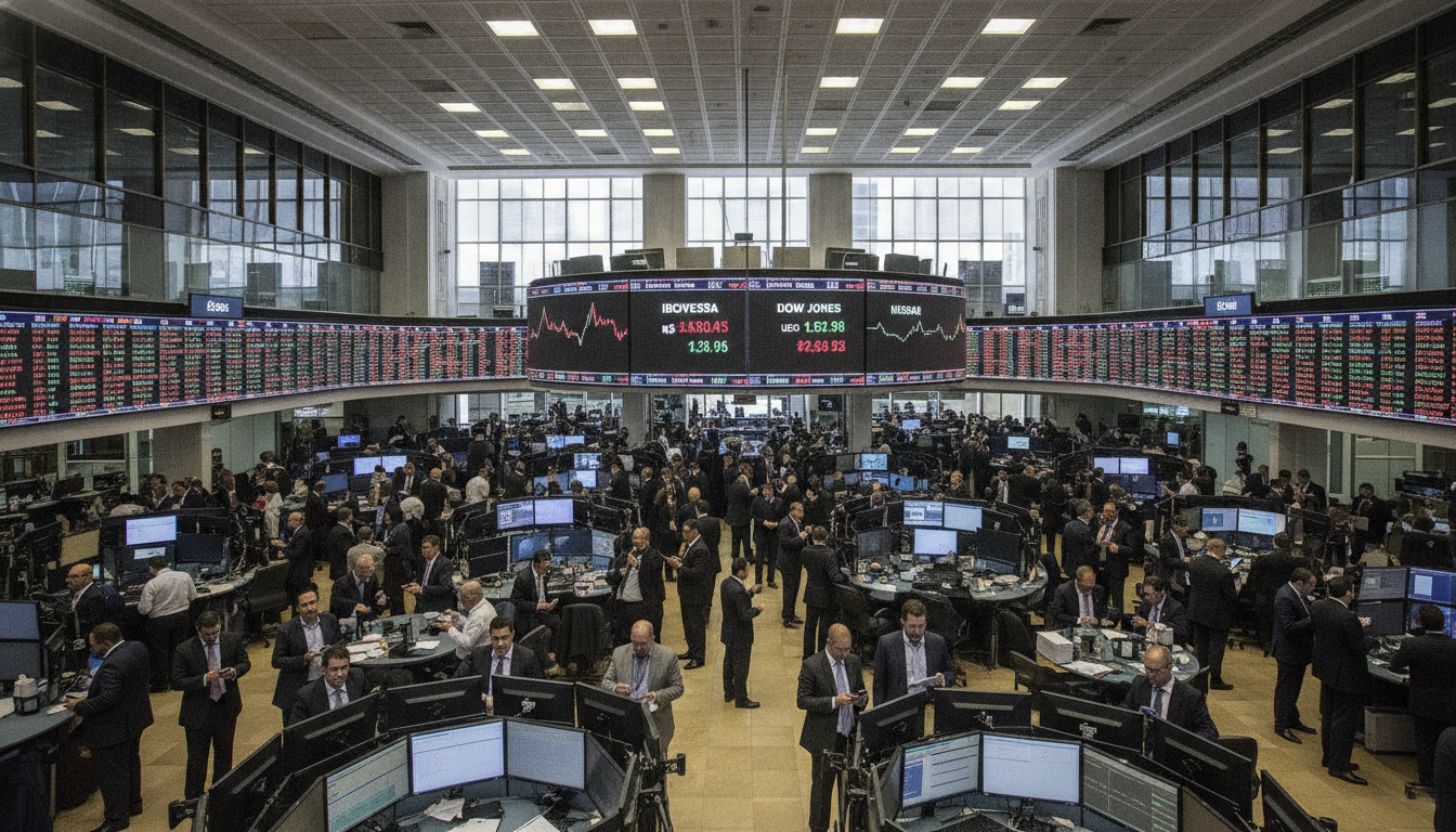 Corretora da B3 com operadores e telas exibindo cotações do Ibovespa. | Imagine Company - Agência de Marketing e Vendas em Goiânia - GO - BRASIL