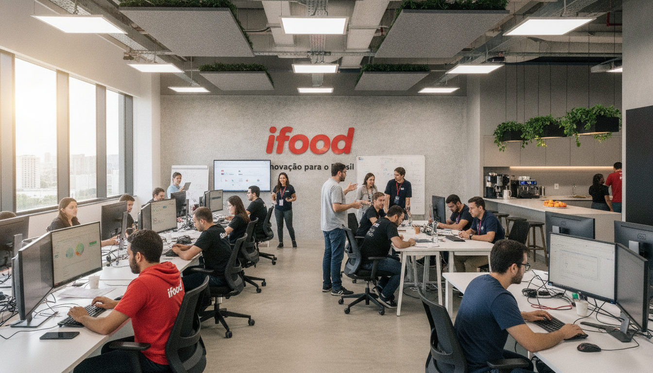Equipe do iFood trabalhando em escritório moderno no Brasil | Imagine Company - Agência de Marketing e Vendas em Goiânia - GO - BRASIL