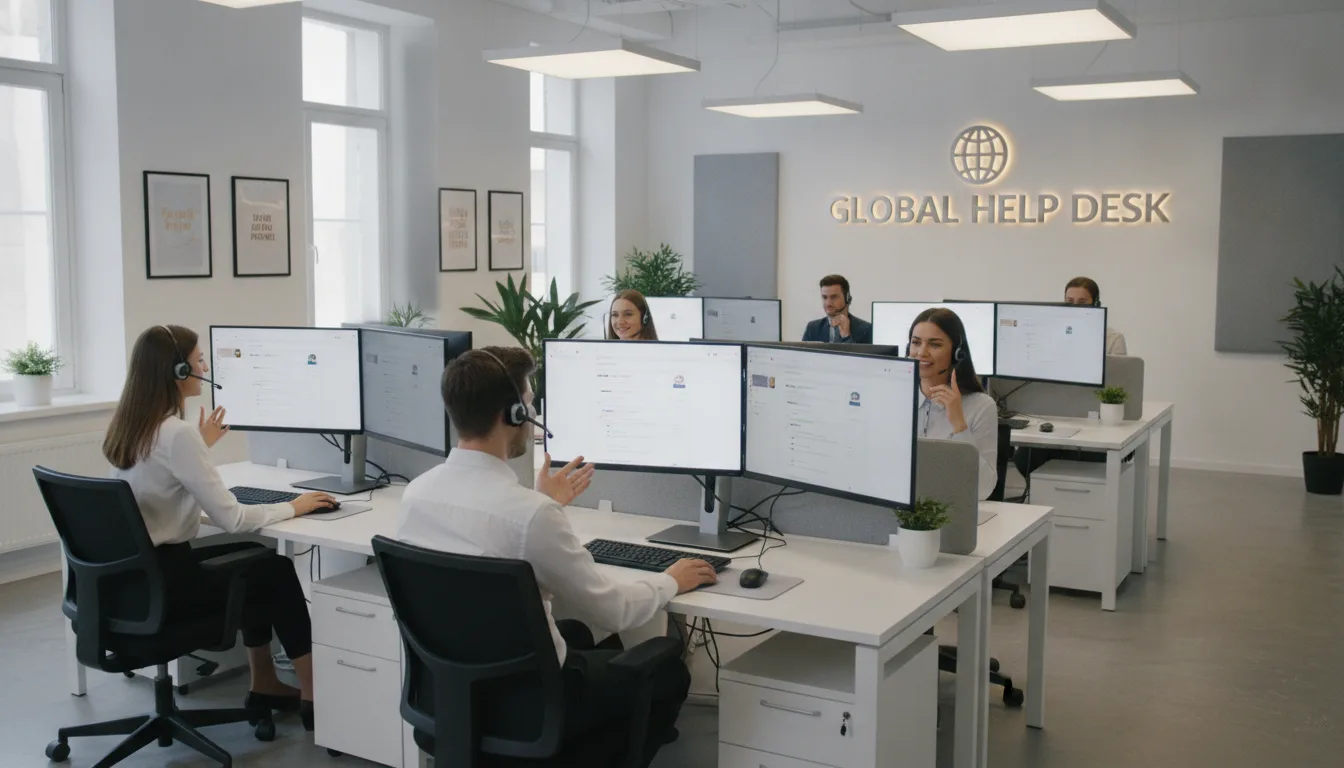 Pessoas em escritório atendendo clientes em computadores, suporte ao e-commerce | Imagine Company - Agência de Marketing e Vendas em Goiânia - GO - BRASIL