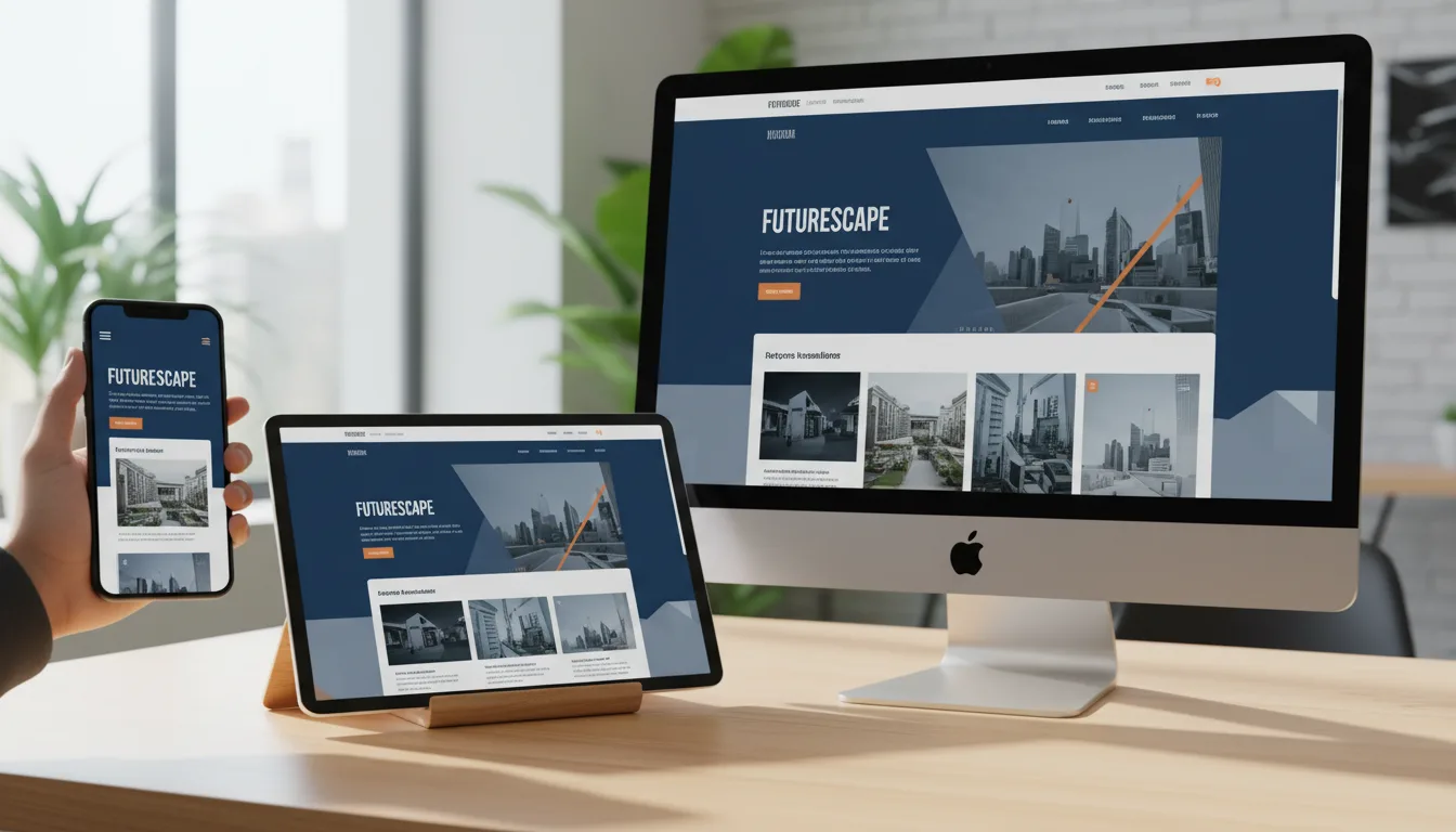 Site responsivo em smartphone, tablet e desktop em um escritório moderno. | Imagine Company - Agência de Marketing e Vendas em Goiânia - GO - BRASIL