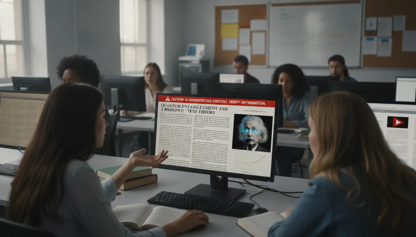 Estudantes em sala de aula analisando fraudes em IA no computador | Imagine Company - Agência de Marketing e Vendas em Goiânia - GO - BRASIL